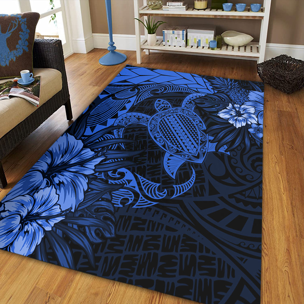 Hawaii Area Rug Hawaii Polynesian Turtle Tropical Blue