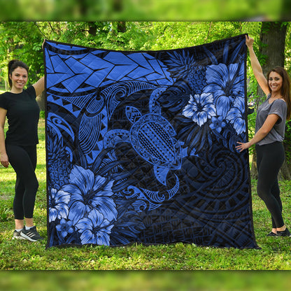 Hawaii Premium Quilt Hawaii Polynesian Turtle Tropical Blue