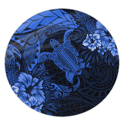 Hawaii Round Rug Hawaii Polynesian Turtle Tropical Blue