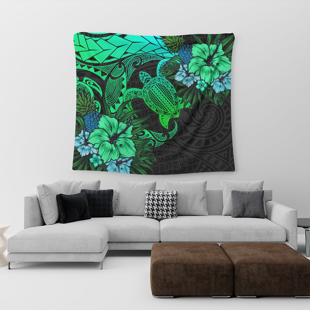 Hawaii Tapestry Hawaii Polynesian Turtle Tropical Gardient Green