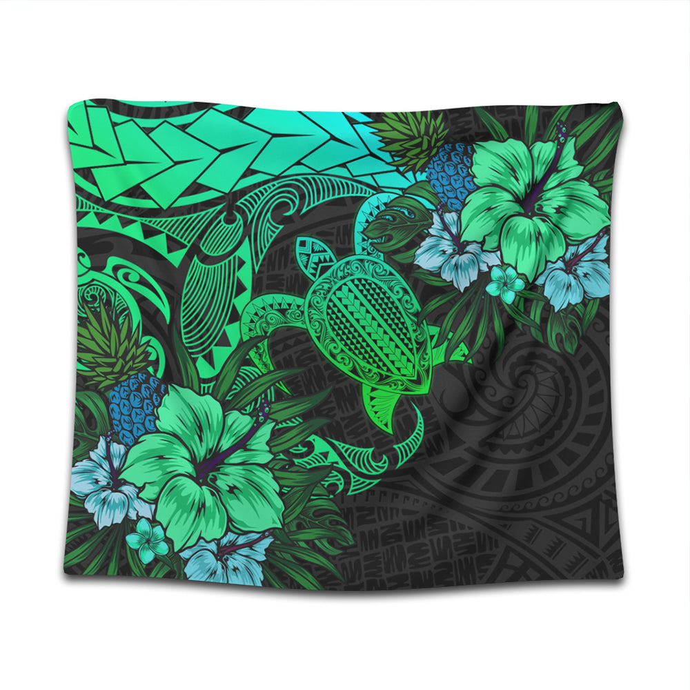 Hawaii Tapestry Hawaii Polynesian Turtle Tropical Gardient Green
