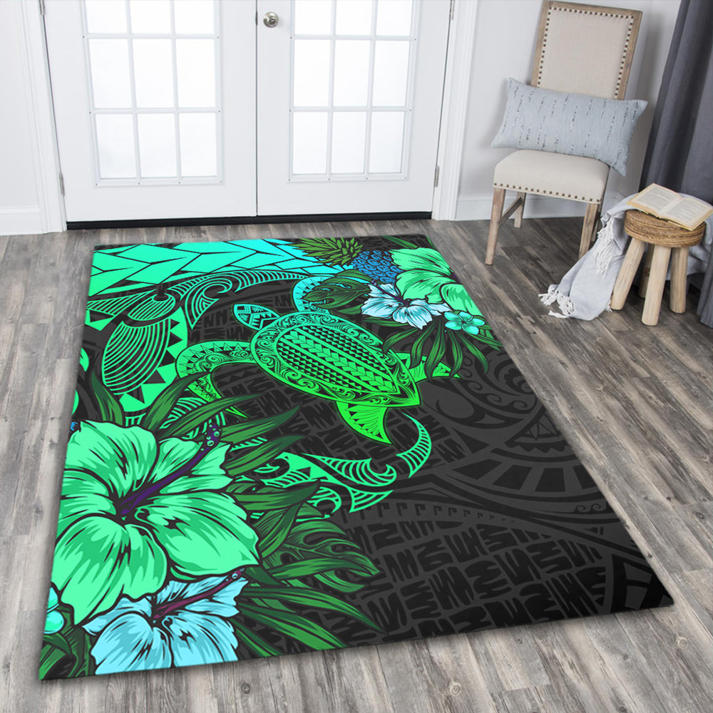 Hawaii Area Rug Hawaii Polynesian Turtle Tropical Gardient Green
