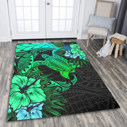 Hawaii Area Rug Hawaii Polynesian Turtle Tropical Gardient Green