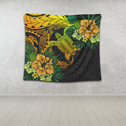 Hawaii Tapestry Hawaii Polynesian Turtle Tropical Gardient Yellow