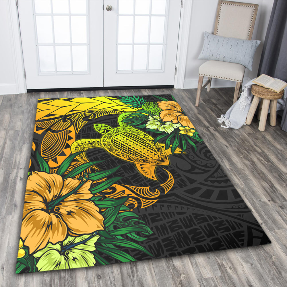 Hawaii Area Rug Hawaii Polynesian Turtle Tropical Gardient Yellow