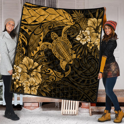 Hawaii Premium Quilt Hawaii Polynesian Turtle Tropical Golden
