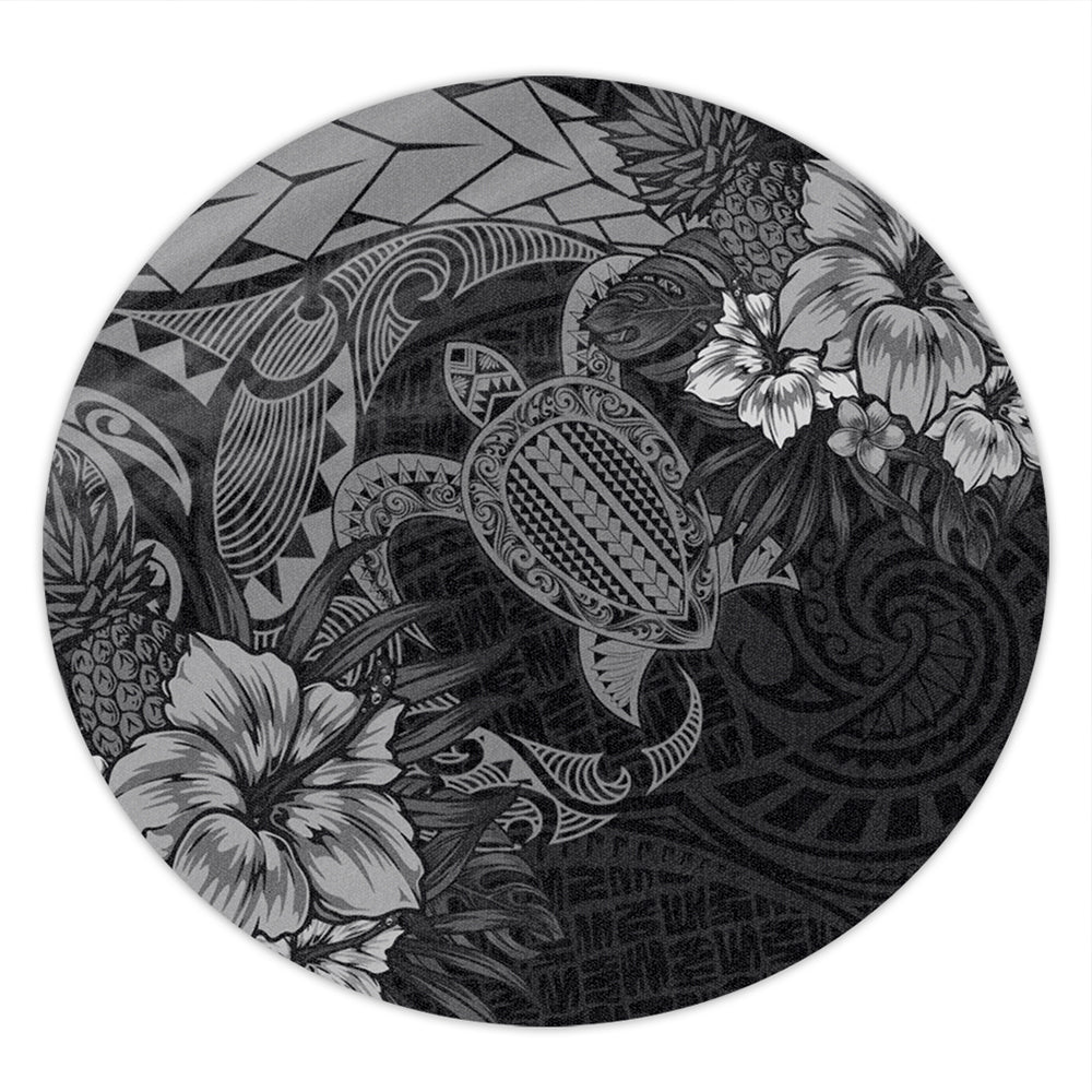 Hawaii Round Rug Hawaii Polynesian Turtle Tropical Grey