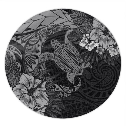 Hawaii Round Rug Hawaii Polynesian Turtle Tropical Grey