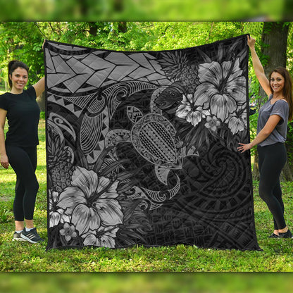 Hawaii Premium Quilt Hawaii Polynesian Turtle Tropical Grey