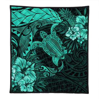 Hawaii Premium Quilt Hawaii Polynesian Turtle Tropical Patina Green
