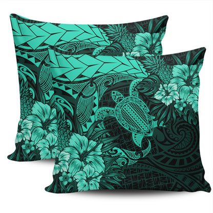 Hawaii Pillow Cover Hawaii Polynesian Turtle Tropical Patina Green
