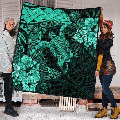 Hawaii Premium Quilt Hawaii Polynesian Turtle Tropical Patina Green