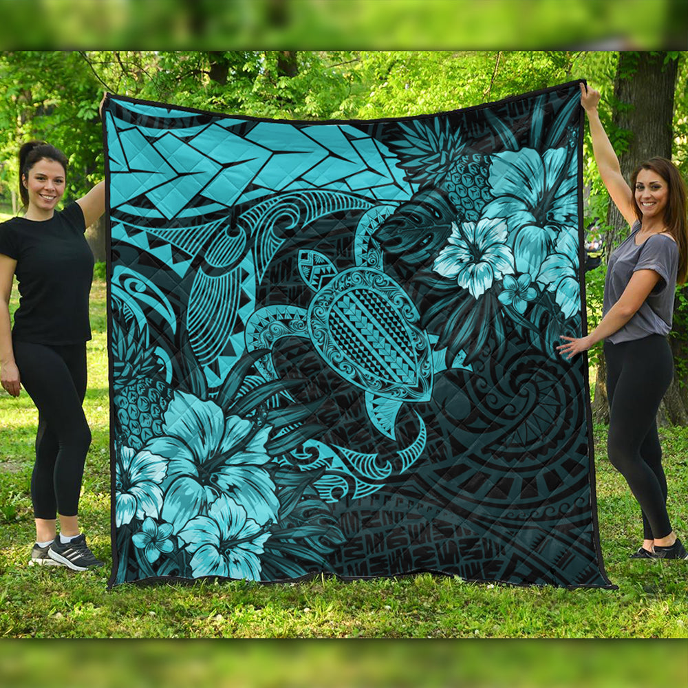 Hawaii Premium Quilt Hawaii Polynesian Turtle Tropical Turquoise