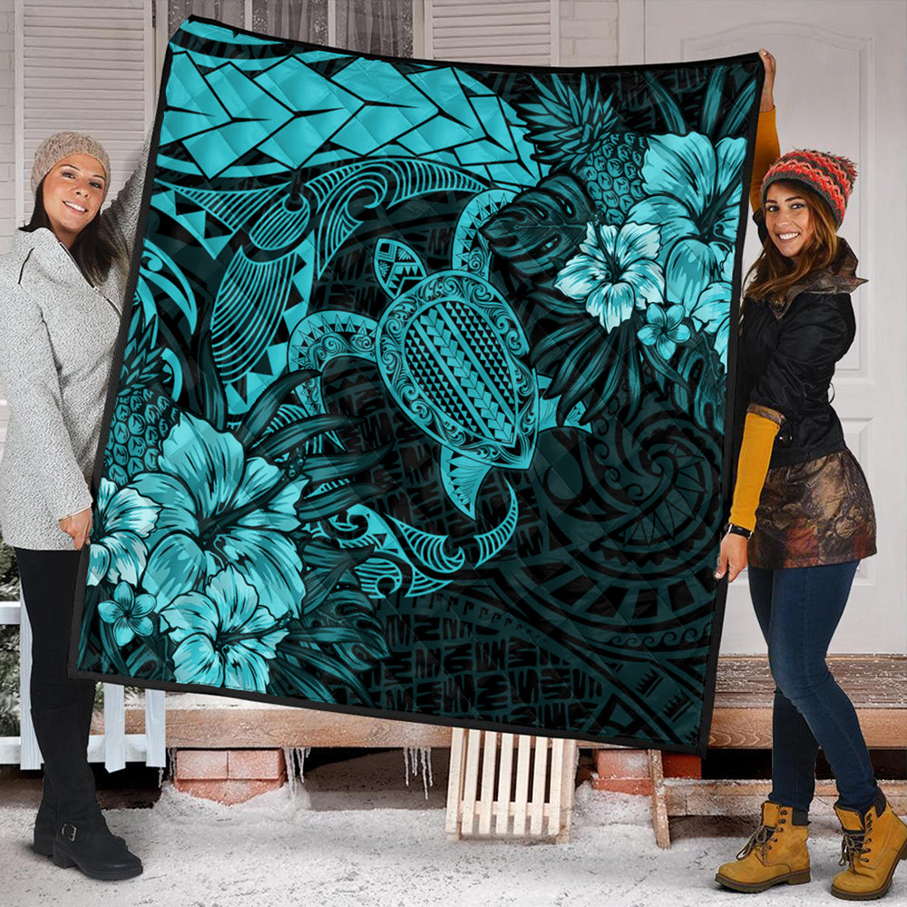 Hawaii Premium Quilt Hawaii Polynesian Turtle Tropical Turquoise