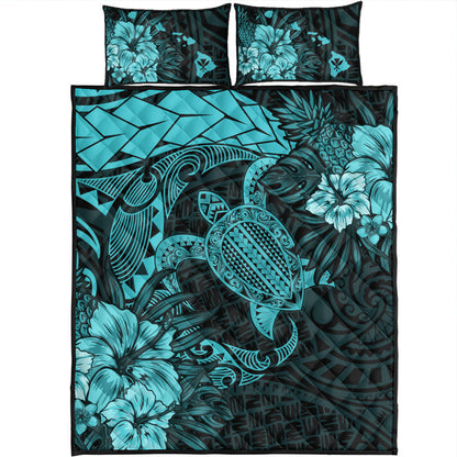 Hawaii Quilt Bed Set Hawaii Polynesian Turtle Tropical Turquoise