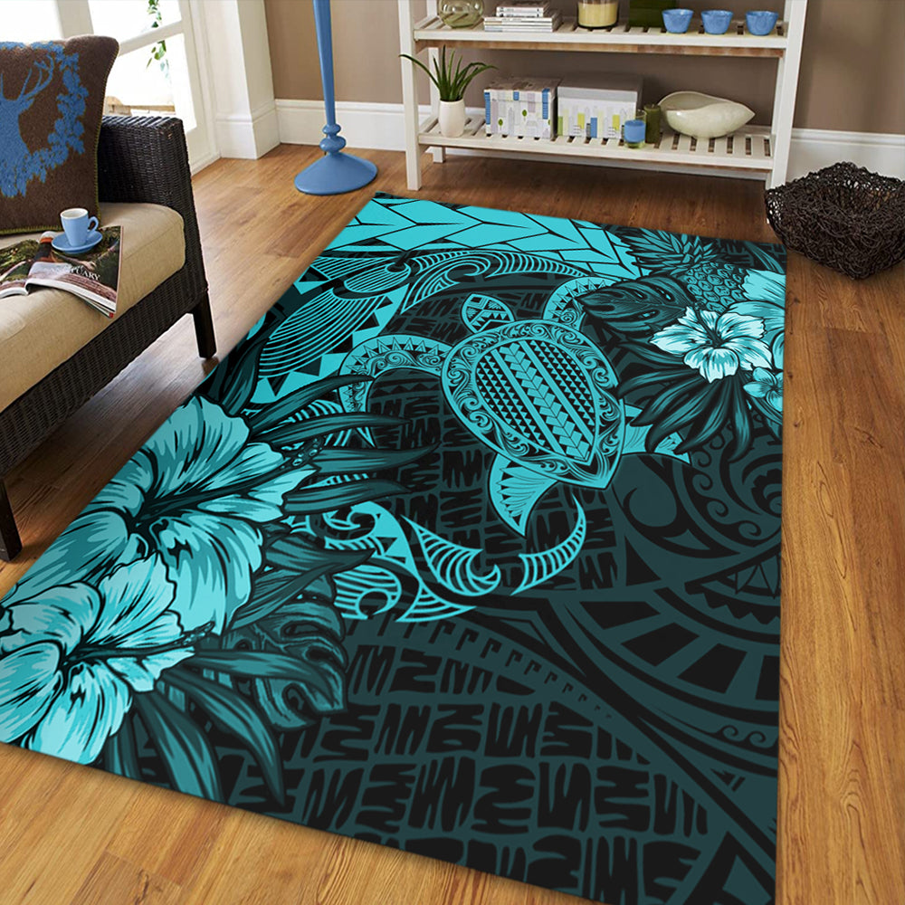 Hawaii Area Rug Hawaii Polynesian Turtle Tropical Turquoise