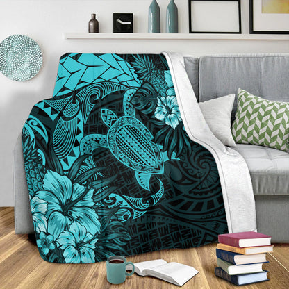 Hawaii Premium Blanket Hawaii Polynesian Turtle Tropical Turquoise