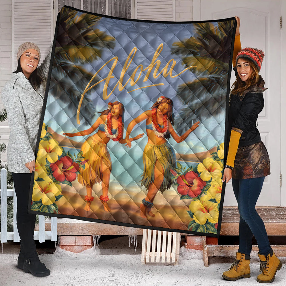 Hawaii Premium Quilt Aloha Hula Dance Hibiscus