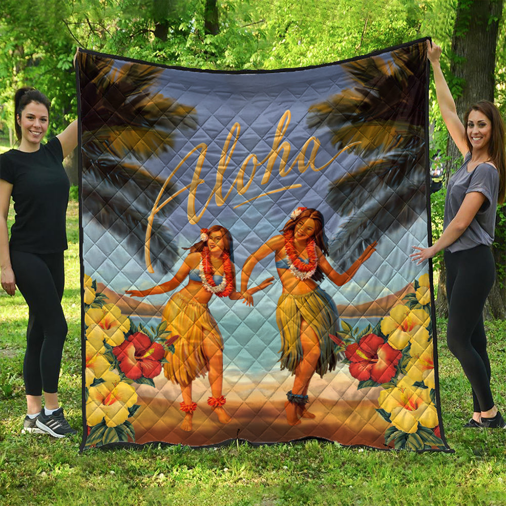 Hawaii Premium Quilt Aloha Hula Dance Hibiscus