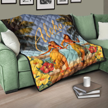 Hawaii Premium Quilt Aloha Hula Dance Hibiscus