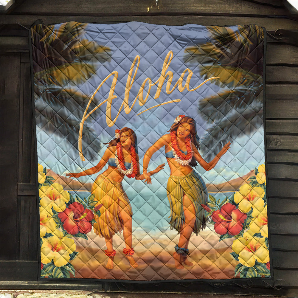 Hawaii Premium Quilt Aloha Hula Dance Hibiscus