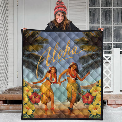 Hawaii Premium Quilt Aloha Hula Dance Hibiscus