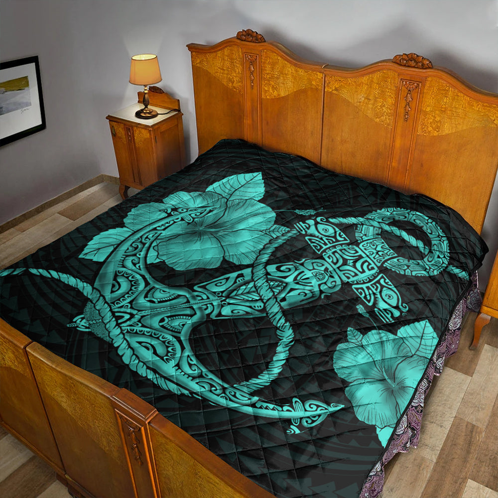 Hawaii Premium Quilt Anchor Poly Tribal Turquoise