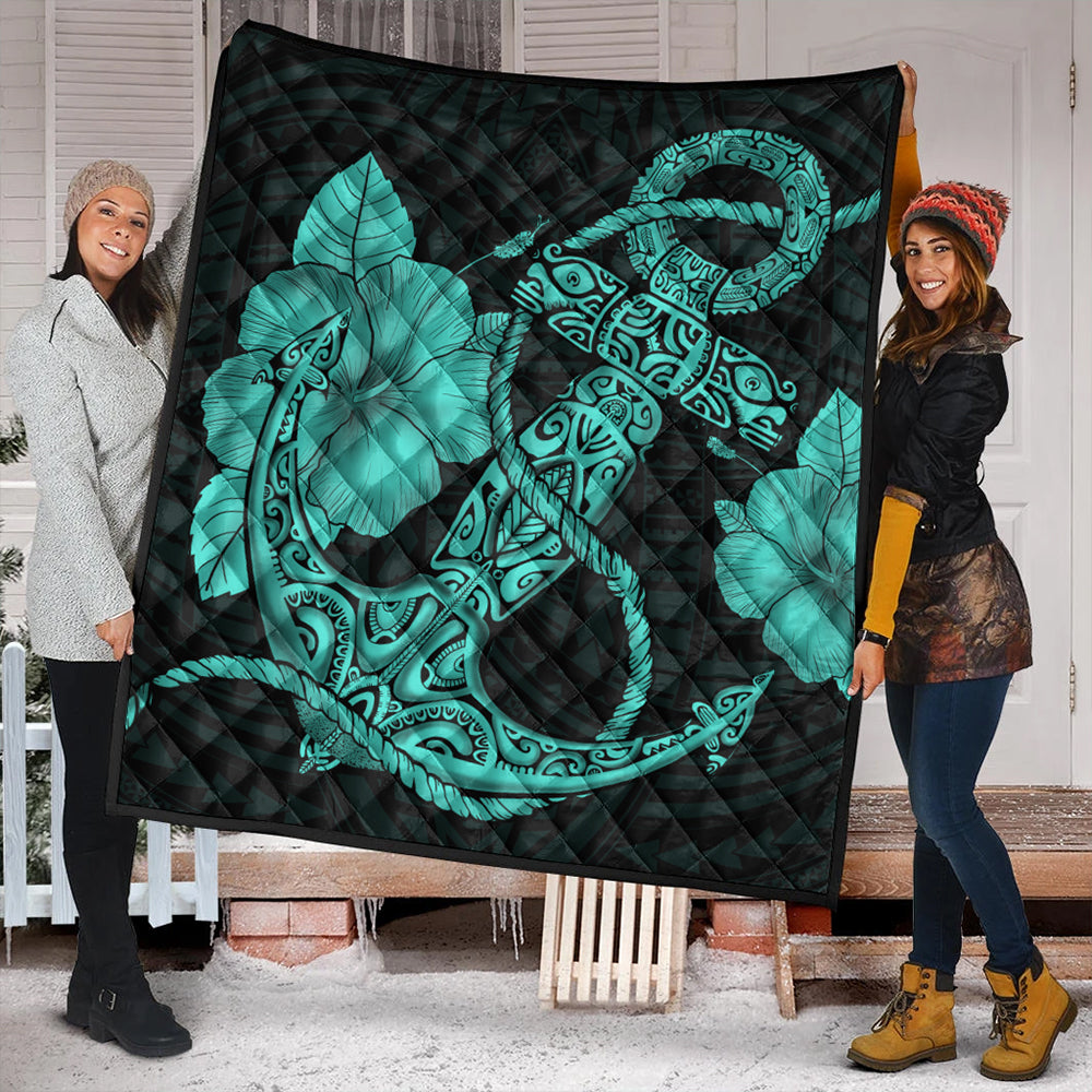 Hawaii Premium Quilt Anchor Poly Tribal Turquoise