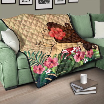Hawaii Premium Quilt Beautiful Hula Girl Hibiscus Tropical