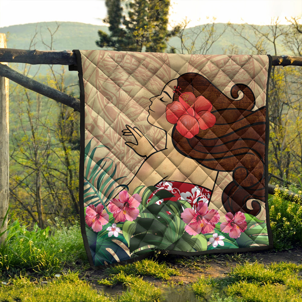 Hawaii Premium Quilt Beautiful Hula Girl Hibiscus Tropical