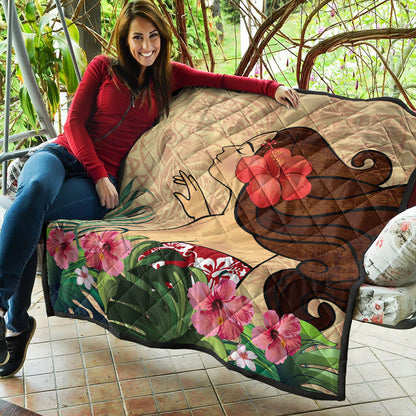 Hawaii Premium Quilt Beautiful Hula Girl Hibiscus Tropical