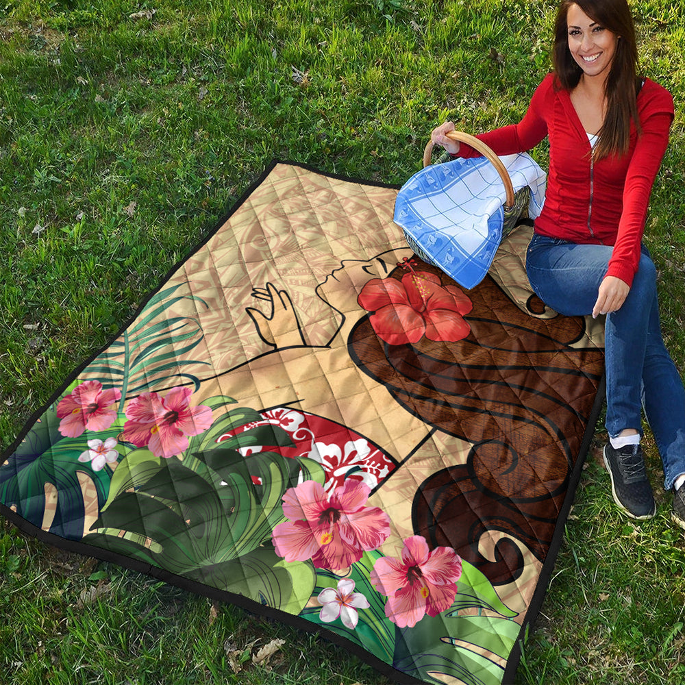 Hawaii Premium Quilt Beautiful Hula Girl Hibiscus Tropical