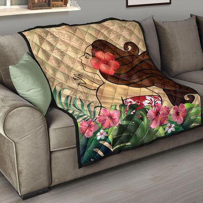 Hawaii Premium Quilt Beautiful Hula Girl Hibiscus Tropical