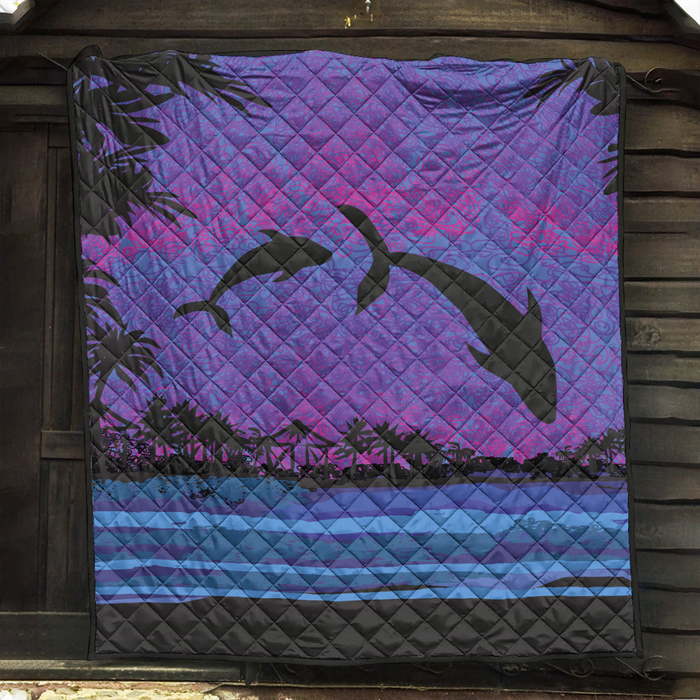 Hawaii Premium Quilt Dolphin Dance In Night