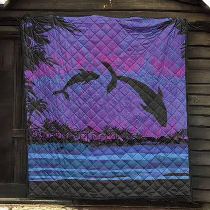 Hawaii Premium Quilt Dolphin Dance In Night