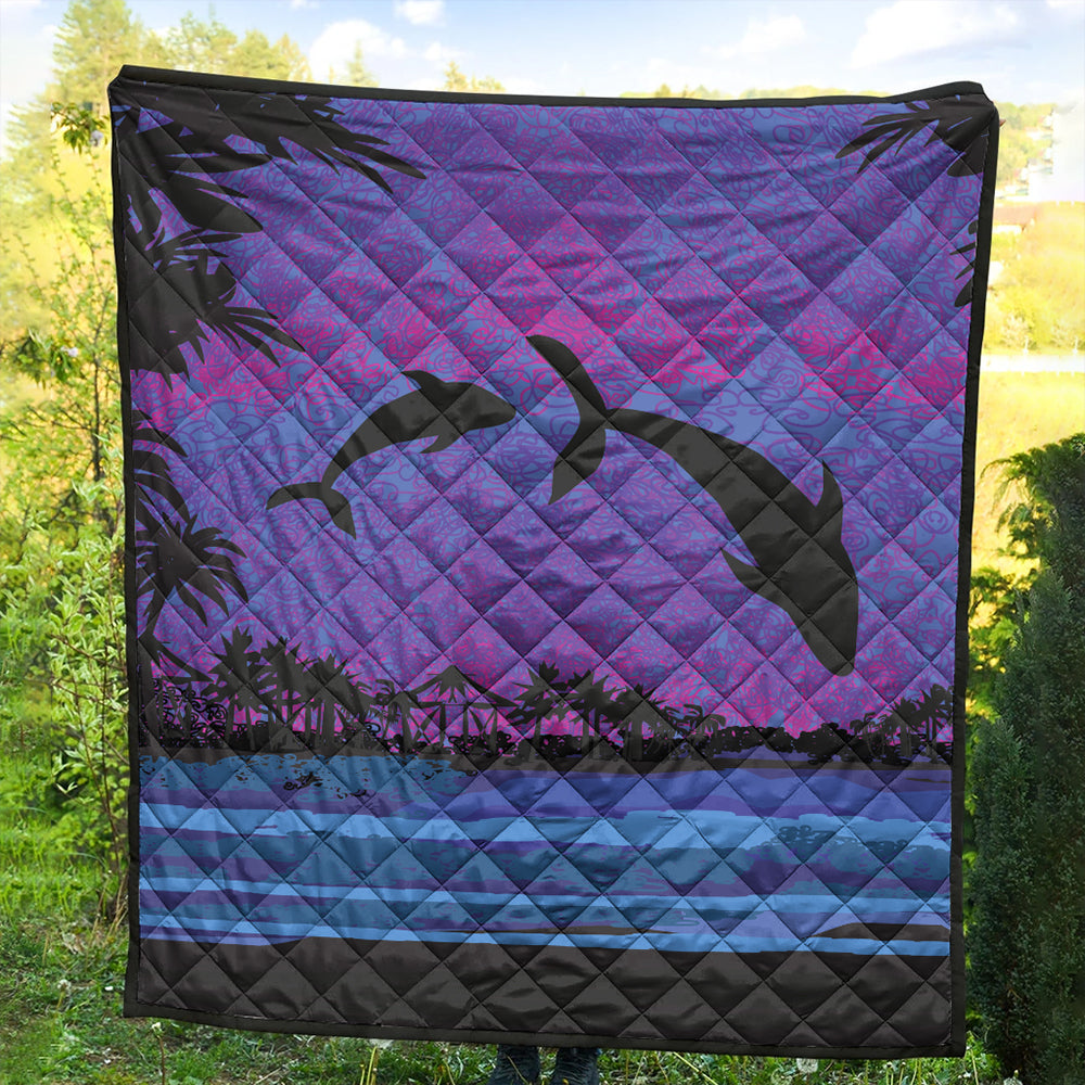 Hawaii Premium Quilt Dolphin Dance In Night