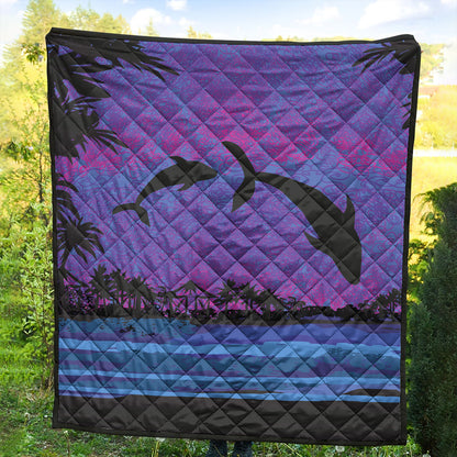 Hawaii Premium Quilt Dolphin Dance In Night