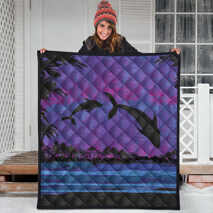 Hawaii Premium Quilt Dolphin Dance In Night