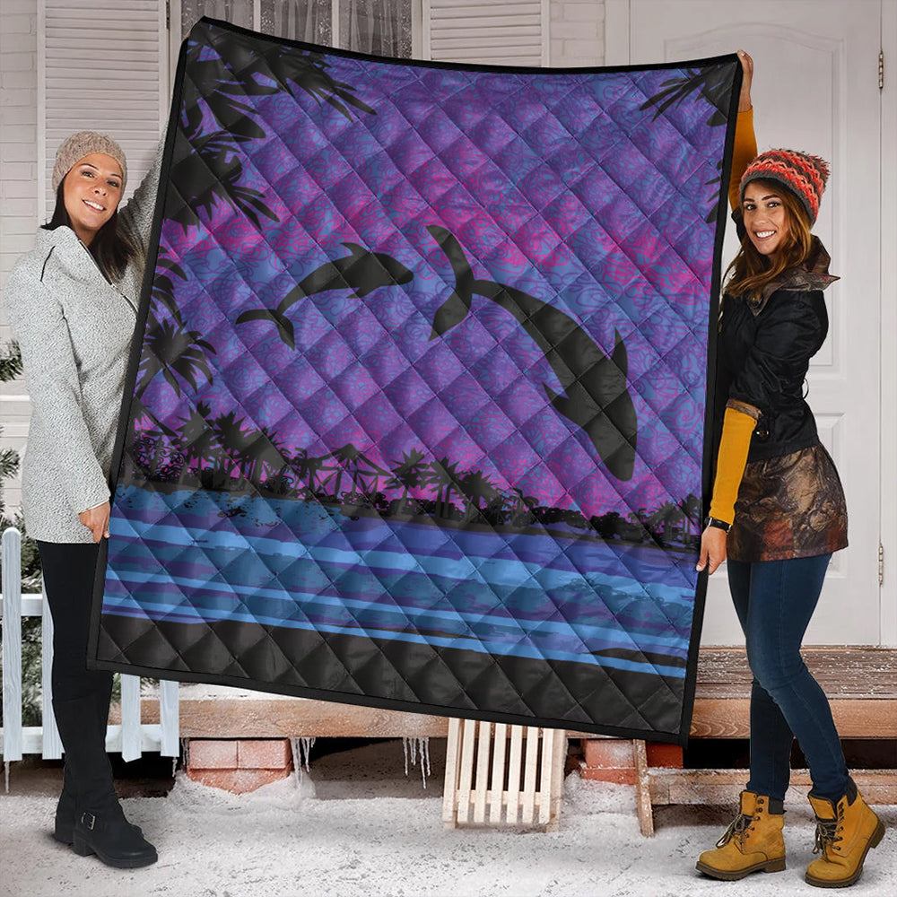 Hawaii Premium Quilt Dolphin Dance In Night