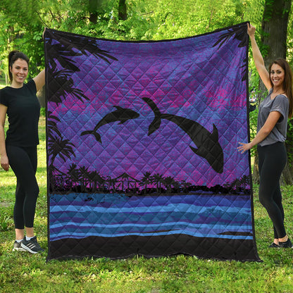 Hawaii Premium Quilt Dolphin Dance In Night