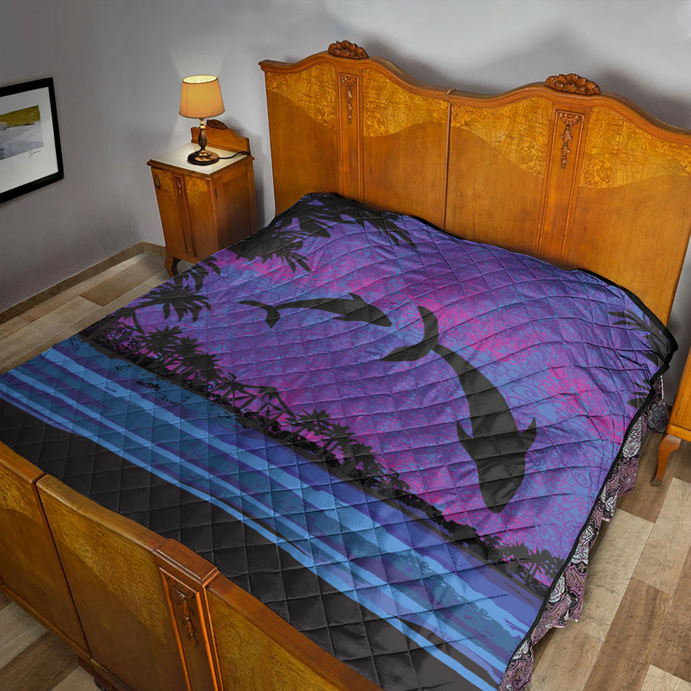 Hawaii Premium Quilt Dolphin Dance In Night