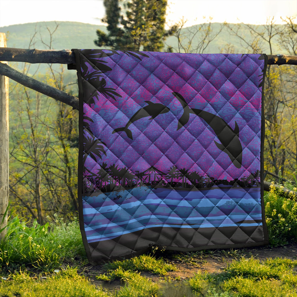Hawaii Premium Quilt Dolphin Dance In Night