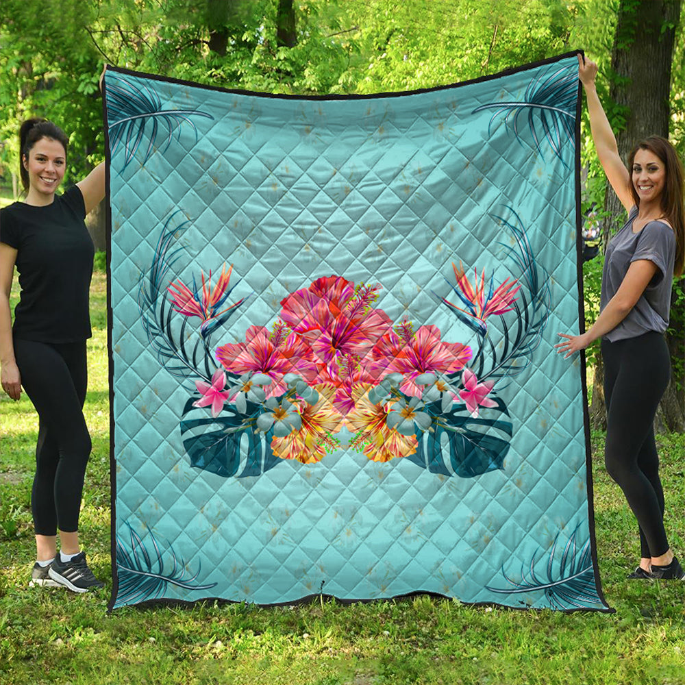 Hawaii Premium Quilt Flower Hibicus Plumeria Centre