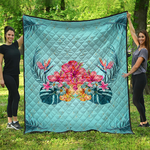Hawaii Premium Quilt Flower Hibicus Plumeria Centre