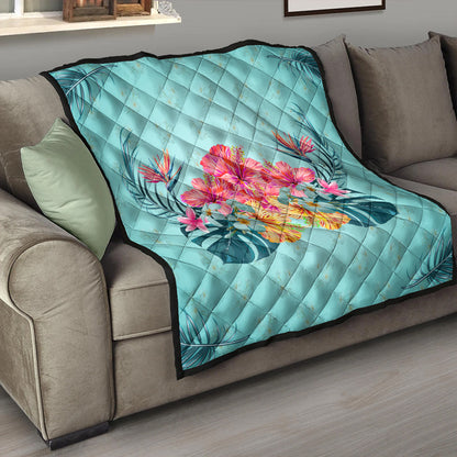 Hawaii Premium Quilt Flower Hibicus Plumeria Centre