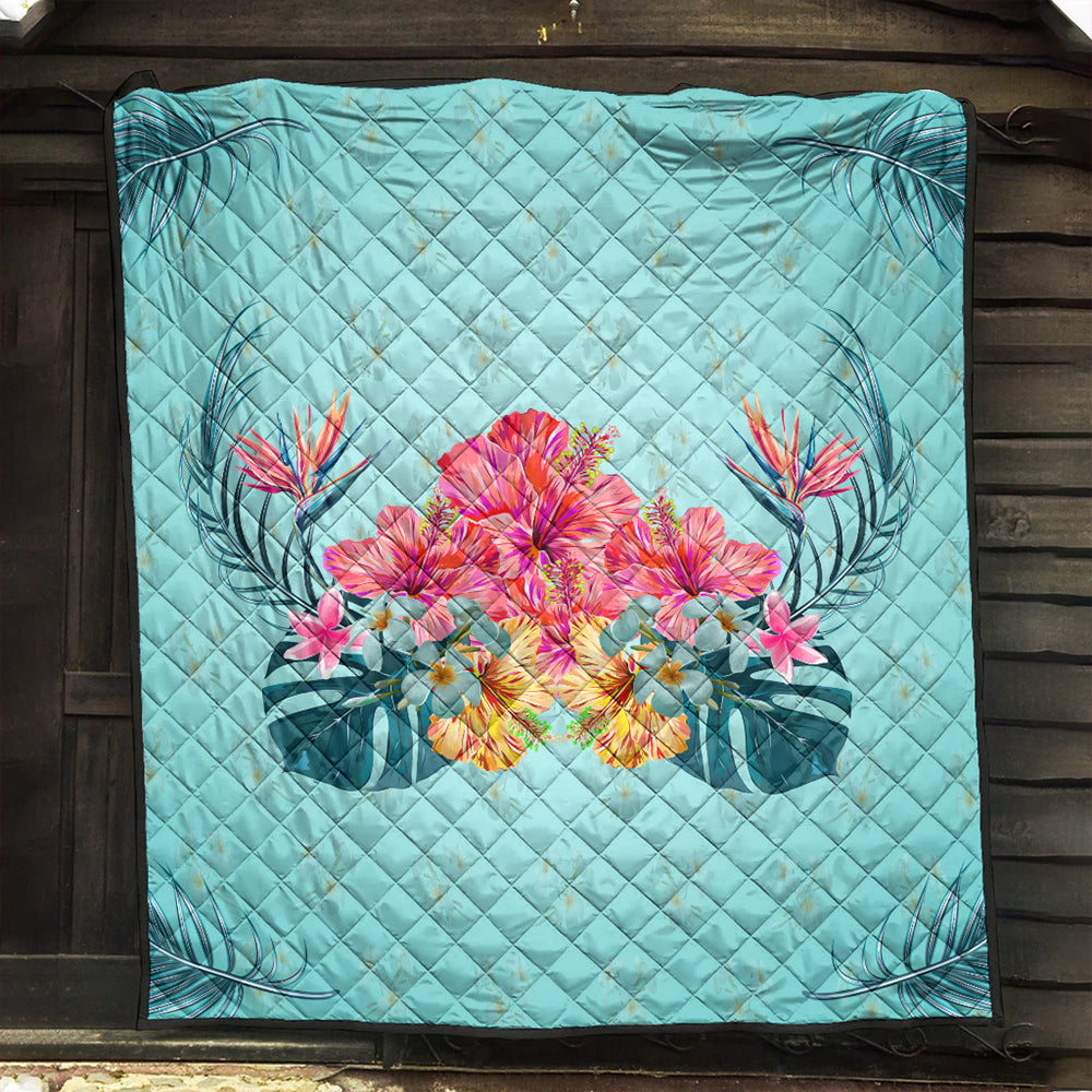 Hawaii Premium Quilt Flower Hibicus Plumeria Centre