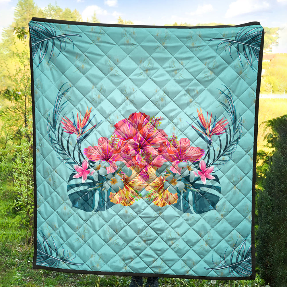 Hawaii Premium Quilt Flower Hibicus Plumeria Centre