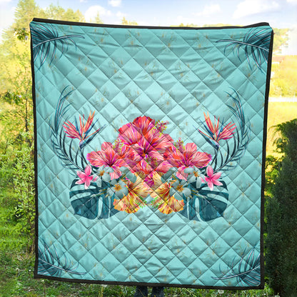 Hawaii Premium Quilt Flower Hibicus Plumeria Centre