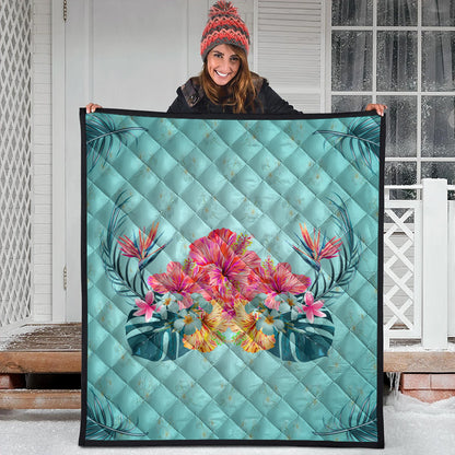 Hawaii Premium Quilt Flower Hibicus Plumeria Centre