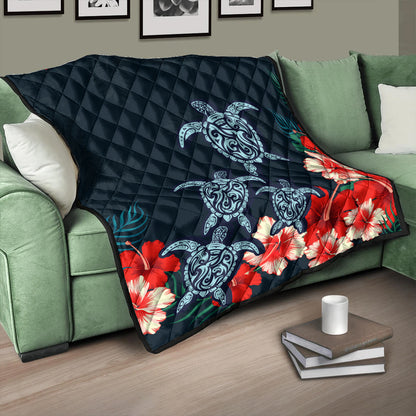 Hawaii Premium Quilt Four Turtle Hibiscus Tropical